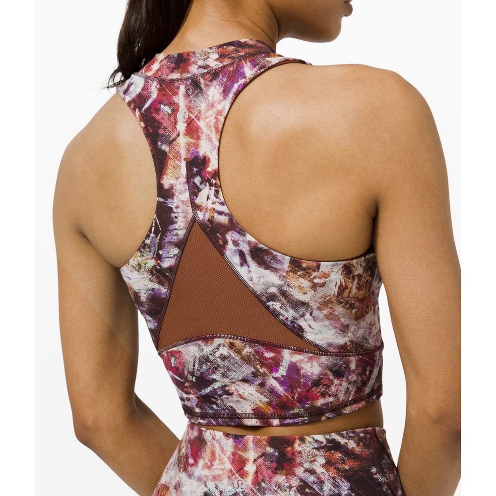 Lululemon Everlux and Mesh Cropped Tank Urbantricity Multi Women's Size 6